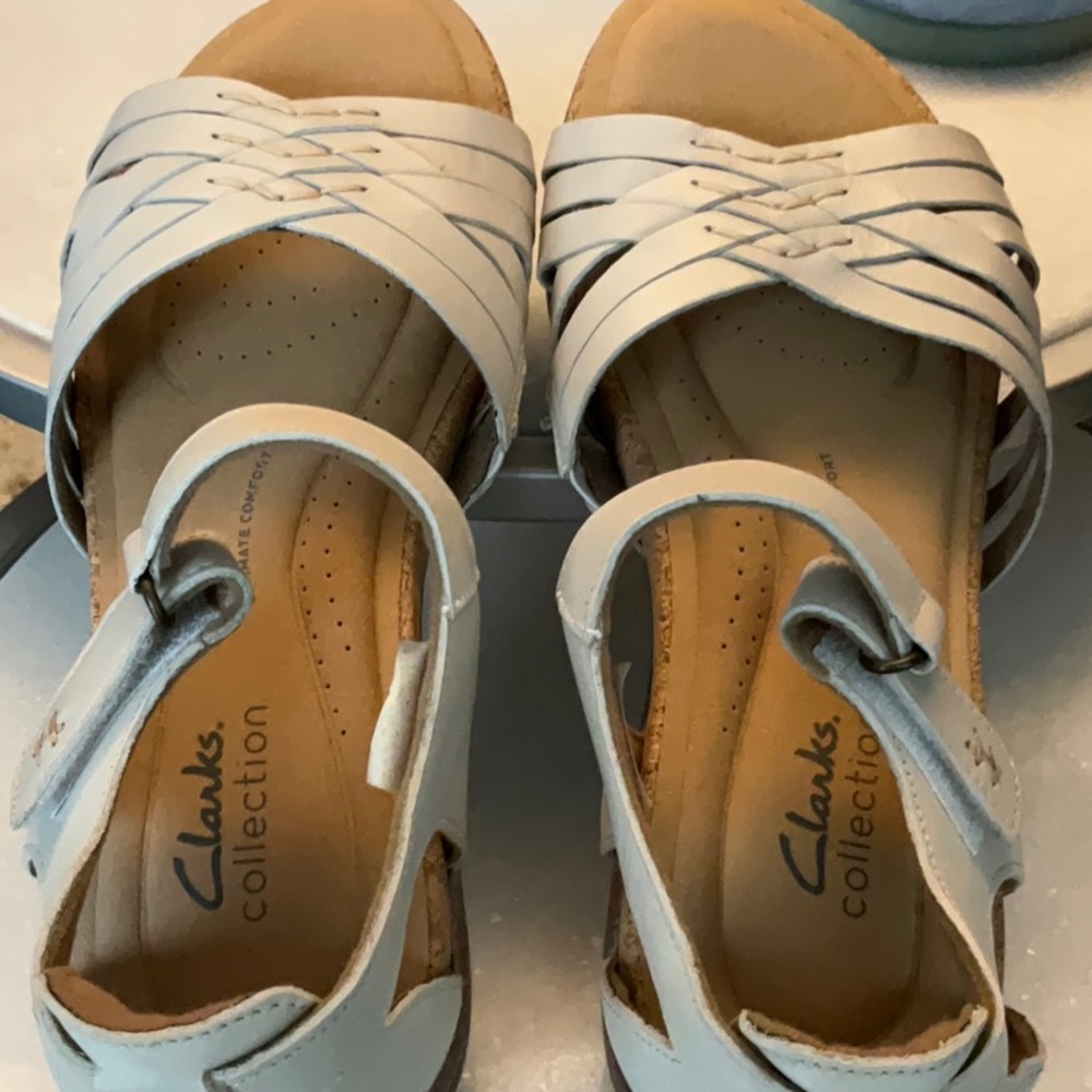 Clarks Collection Leather Sandals Roseville Cove White Cream 8.5M - Picture 5 of 6